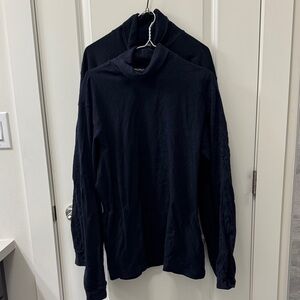 Eddie Bauer Set of Black/ Blue Solid Minimalist Staple Cotton LG Turtlenecks